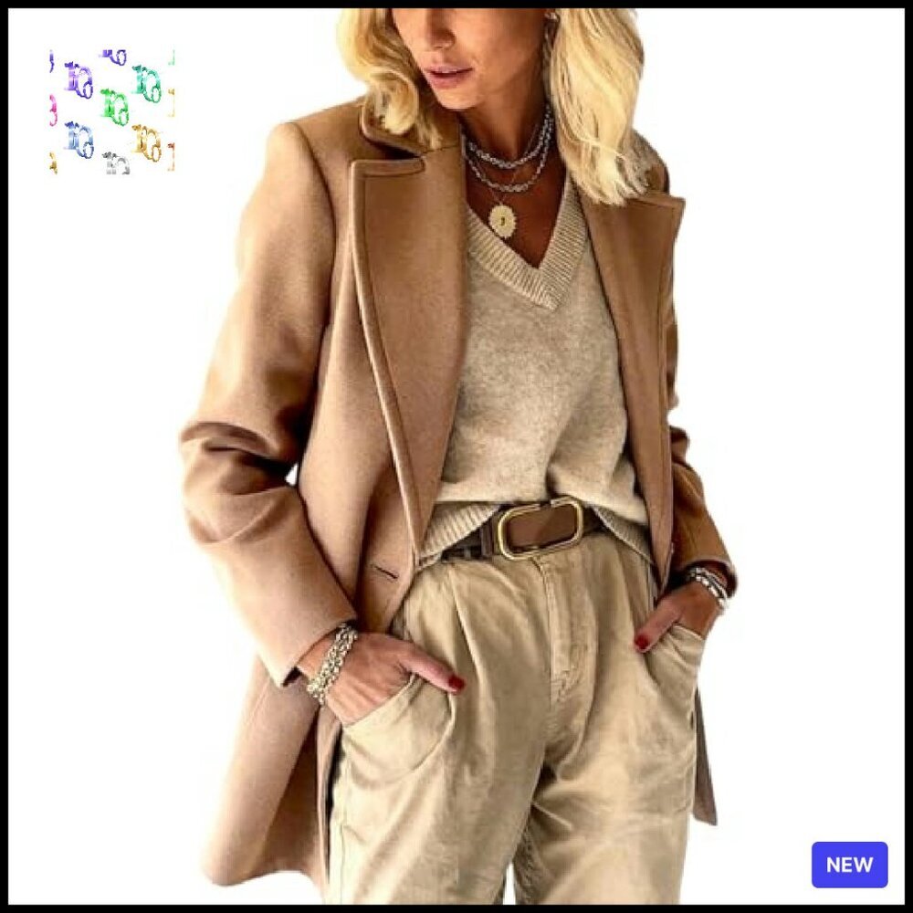 Wool Blazer Peacoat Business Casual Chic Classic Elegant Office Wear - Picture 4 of 6